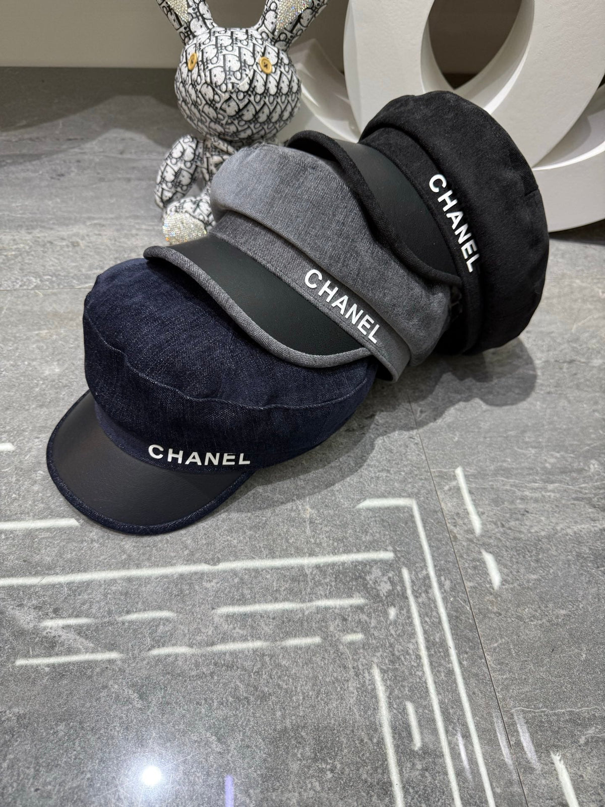 Chanel Wool & Leather Military Cap